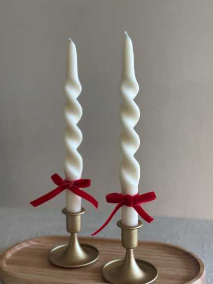 Handmade Olive Wax Spiral Taper Candles: Elegant Twisted Design. Thanksgiving table decor Christmas candles
