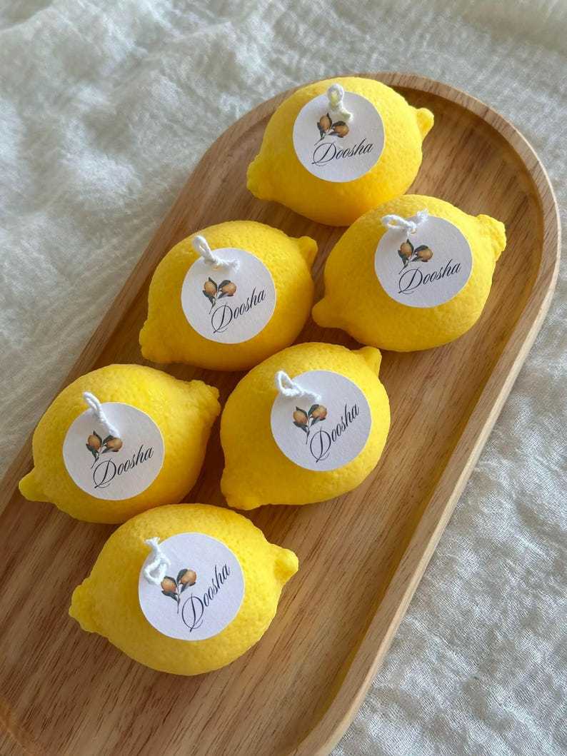 Handmade Candles Lemon shaped candles Wedding Essentials Olive wax candles Aesthetic candles Birthday favors Party Favors Customised candles