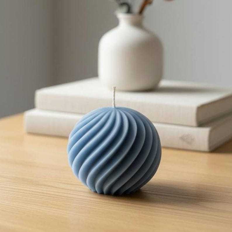 Spiral Ball Soy Wax Candle Decorative Sphere Modern Minimalist Scented & Unscented Handmade Home Decor Gift Holiday Party Favor