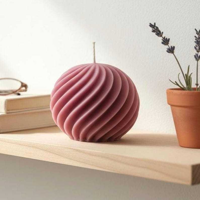 Spiral Ball Soy Wax Candle Decorative Sphere Modern Minimalist Scented & Unscented Handmade Home Decor Gift Holiday Party Favor