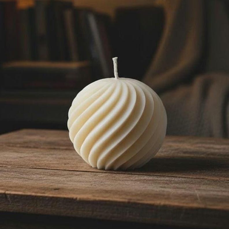 Spiral Ball Soy Wax Candle Decorative Sphere Modern Minimalist Scented & Unscented Handmade Home Decor Gift Holiday Party Favor