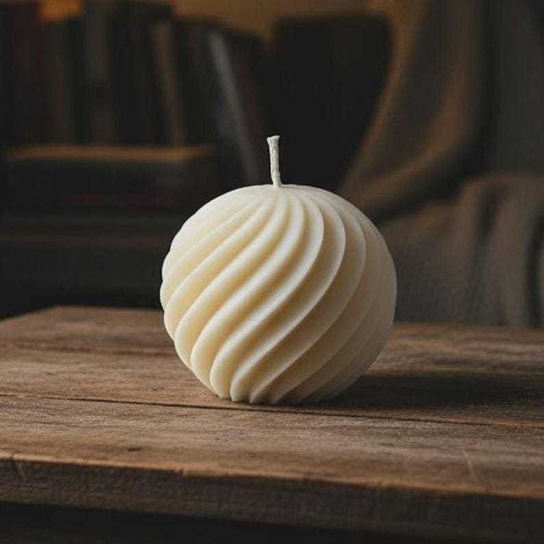 Spiral Ball Soy Wax Candle Decorative Sphere Modern Minimalist Scented & Unscented Handmade Home Decor Gift Holiday Party Favor