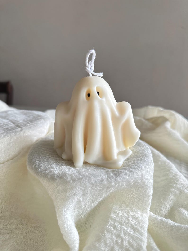 Handmade Soy Wax Ghost Candles, Spooky Halloween Decor