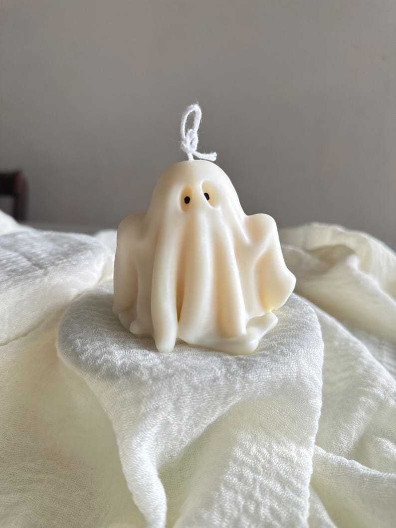 Handmade Soy Wax Ghost Candles, Spooky Halloween Decor