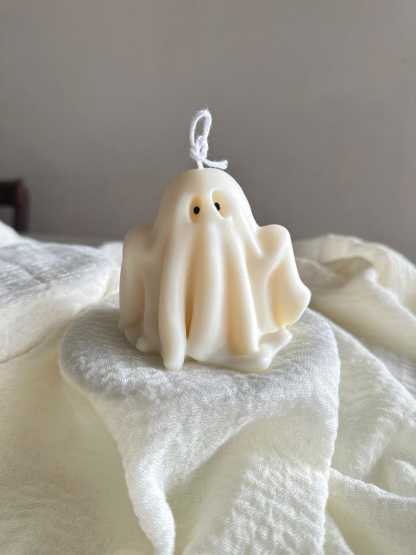 Handmade Soy Wax Ghost Candles, Spooky Halloween Decor