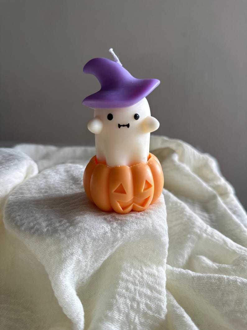 Handmade Soy Wax Ghost Candles, Spooky Halloween Decor