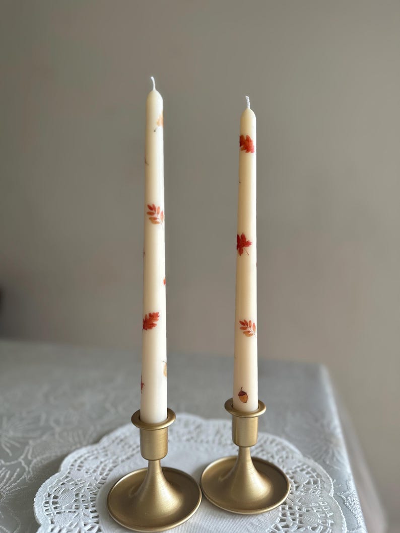 Blue Floral Taper Candles: Elegant Home Decor, 10 Inch