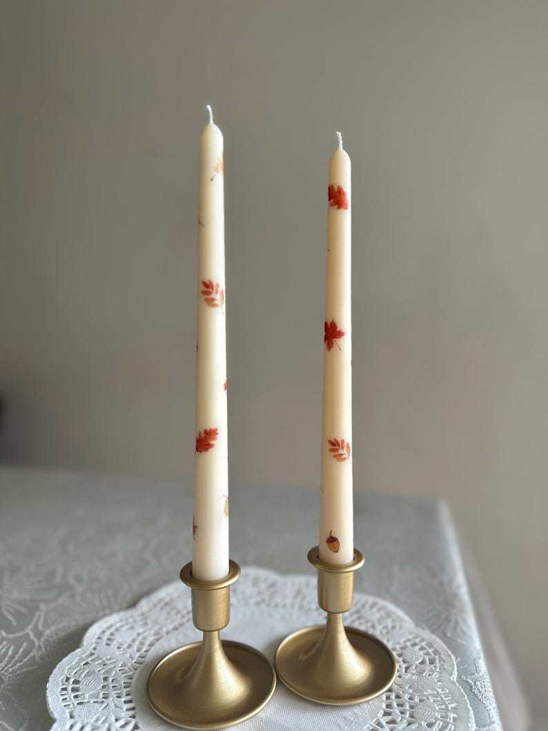 Blue Floral Taper Candles: Elegant Home Decor, 10 Inch