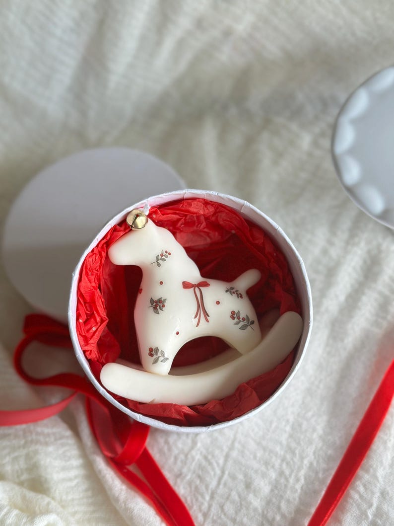 Handmade Beeswax Rocking Horse Christmas Candle gift: Holiday Decor