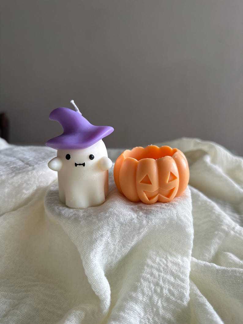 Handmade Soy Wax Ghost Candles, Spooky Halloween Decor
