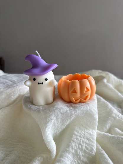 Handmade Soy Wax Ghost Candles, Spooky Halloween Decor