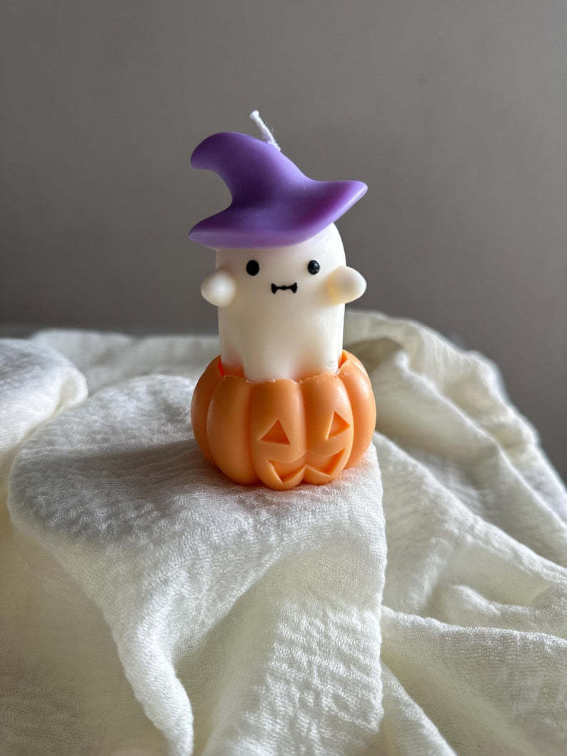 Handmade Puppy Kitty Ghost Candles: Spooky Halloween Decor