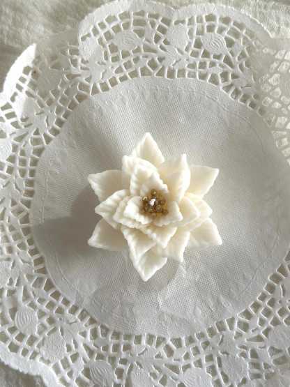 Handmade Beeswax Poinsettia Candle: Holiday Flower Table Decor