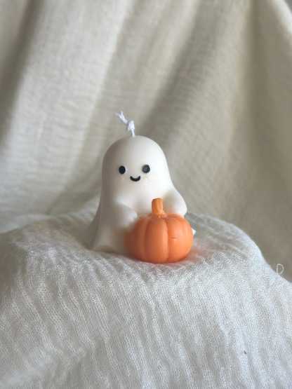 Handmade Halloween Ghost and Pumpkin Candles, Spooky Fall Decor