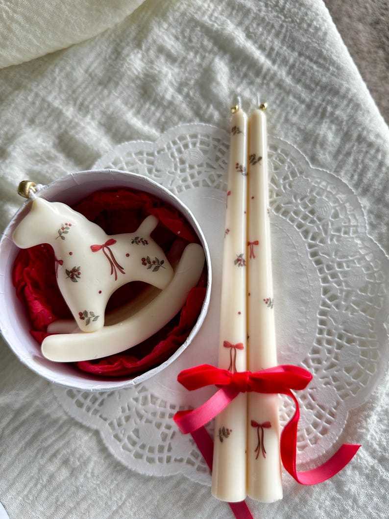 Handmade Beeswax Rocking Horse Christmas Candle gift: Holiday Decor