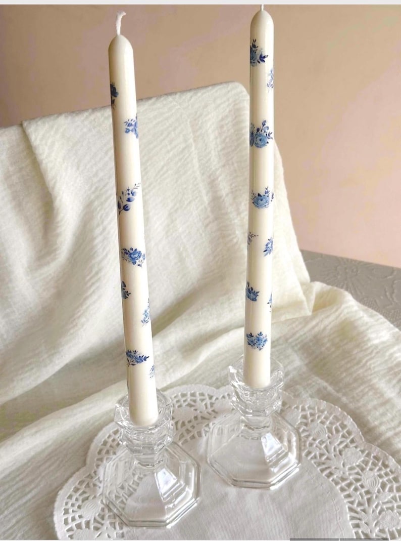 Handmade Taper Candles: Red Bow & Floral Christmas Decor