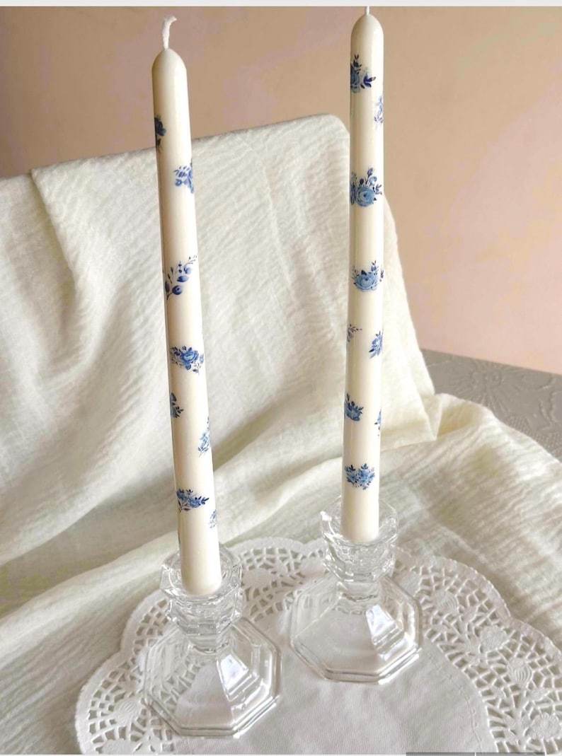 Handmade Taper Candles: Red Bow & Floral Christmas Decor