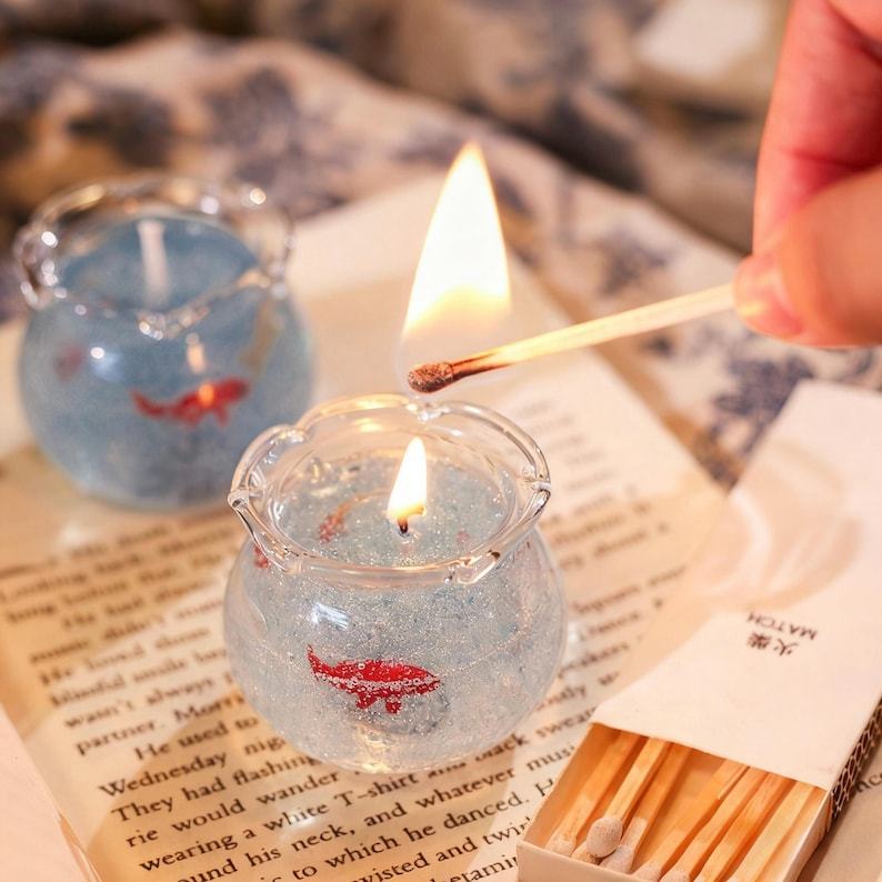 Japanese Bubble Fish Tank Candle Soy Gel Wax Home Aesthetic Mini Unique Gift