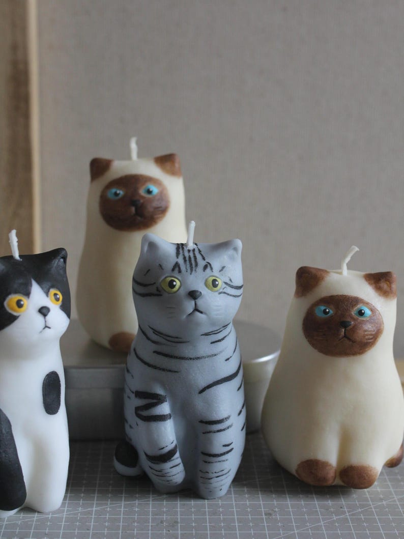 Handmade Cat Scented Candle, Artistic Cat Candle, Cute Cat Lovers Gift, Eco-friendly Candle with Gift Tray & Matches