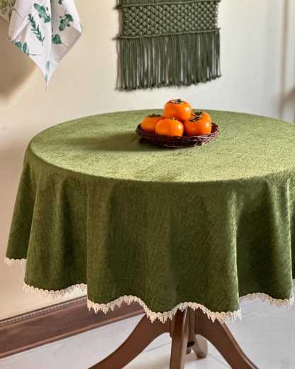 Round Velvet Tablecloth – Handmade Circular Table Cover, Custom Sizes, Elegant Home Decor