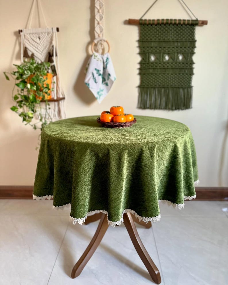 Round Velvet Tablecloth – Handmade Circular Table Cover, Custom Sizes, Elegant Home Decor