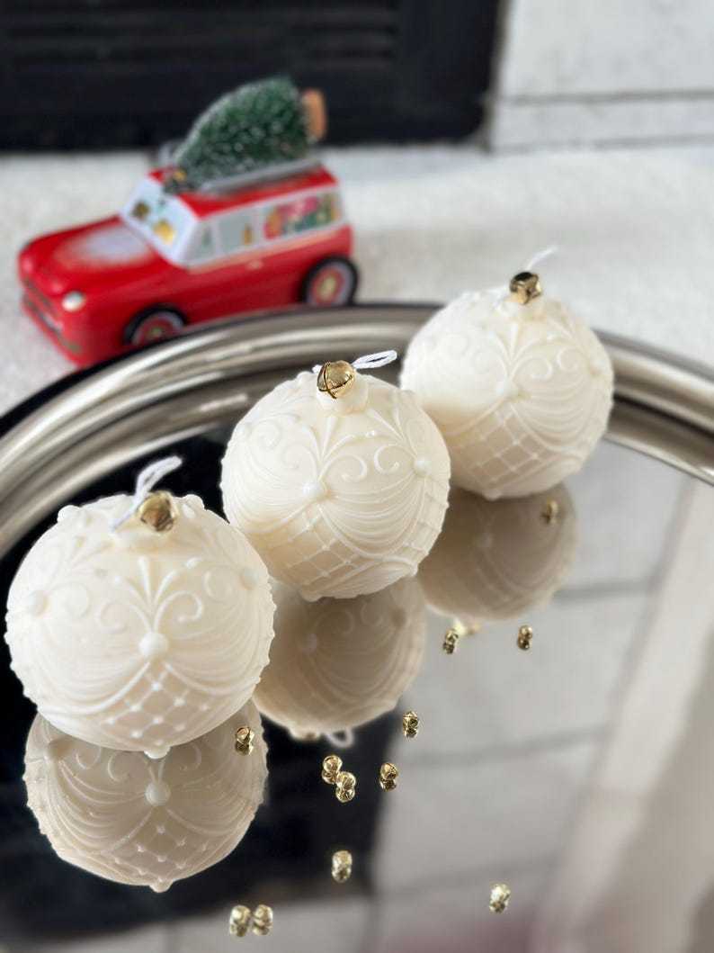 Candles for Christmas Handmade Soy Wax Ornament Candle - Christmas Holiday Decor