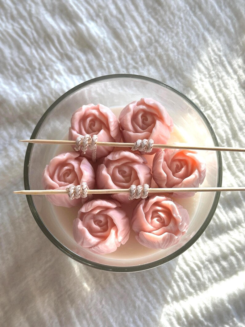 Handmade Coconut Beeswax Candle | Floral Tulip Arrangement in Glass
