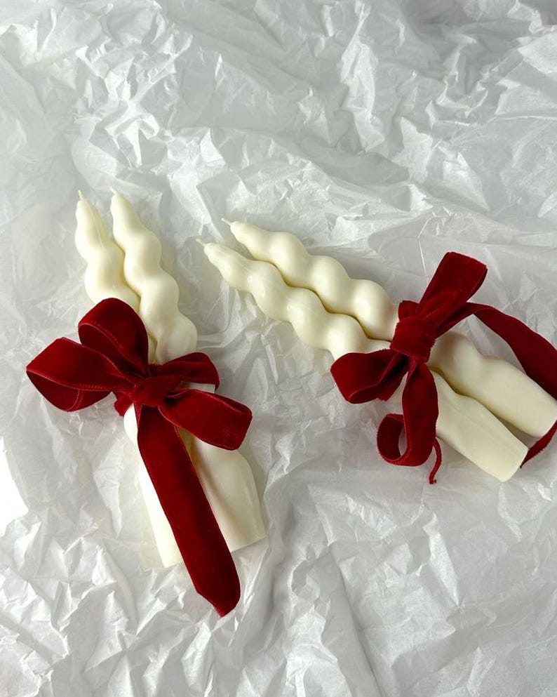 Spiral Taper Candles: Handmade Soy Wax Dinner Candles - Elegant Twisted Design