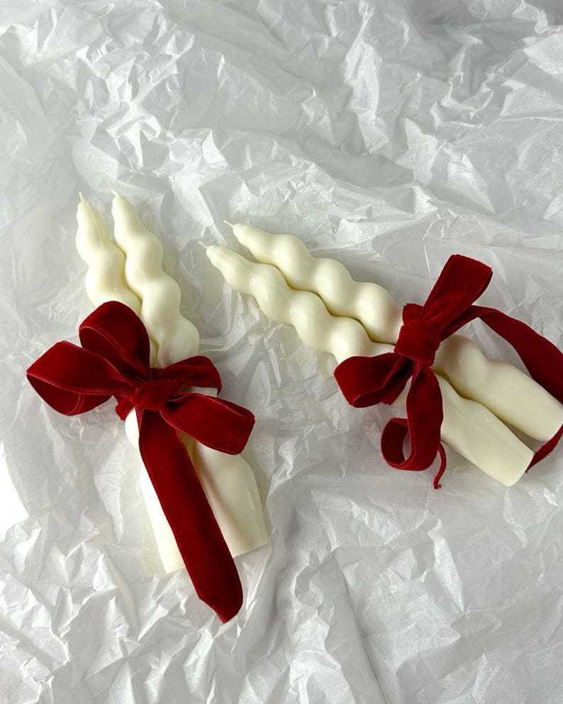 Spiral Taper Candles: Handmade Soy Wax Dinner Candles - Elegant Twisted Design