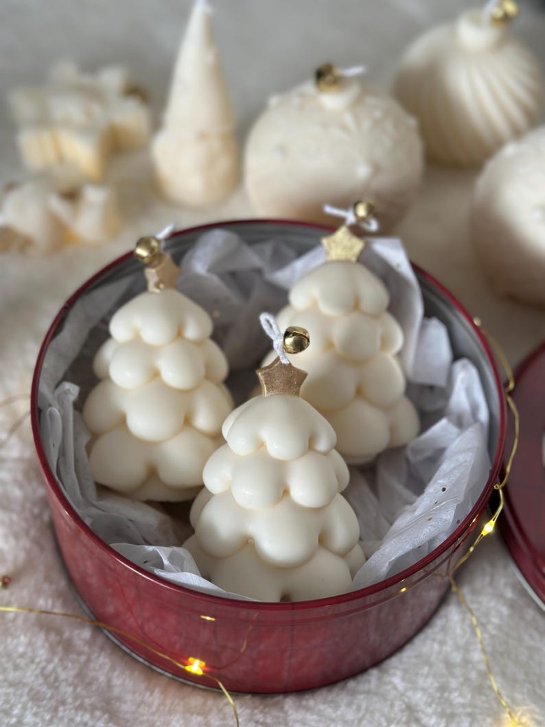 Handcrafted Christmas Tree Candle, Holiday Home Decor, Thanksgiving decoration