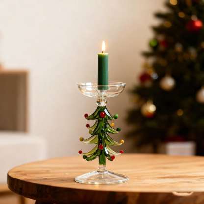 Christmas Style Candlestick Holders | Pillar Candle Stand | Table taper candle holder | Glass Home decor art | housewarming gift Party favor