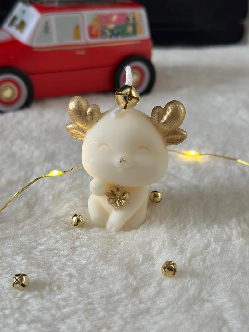 Gold Reindeer Candle,Christmas Gift, Winter Home Decor, Handmade Soy wax
