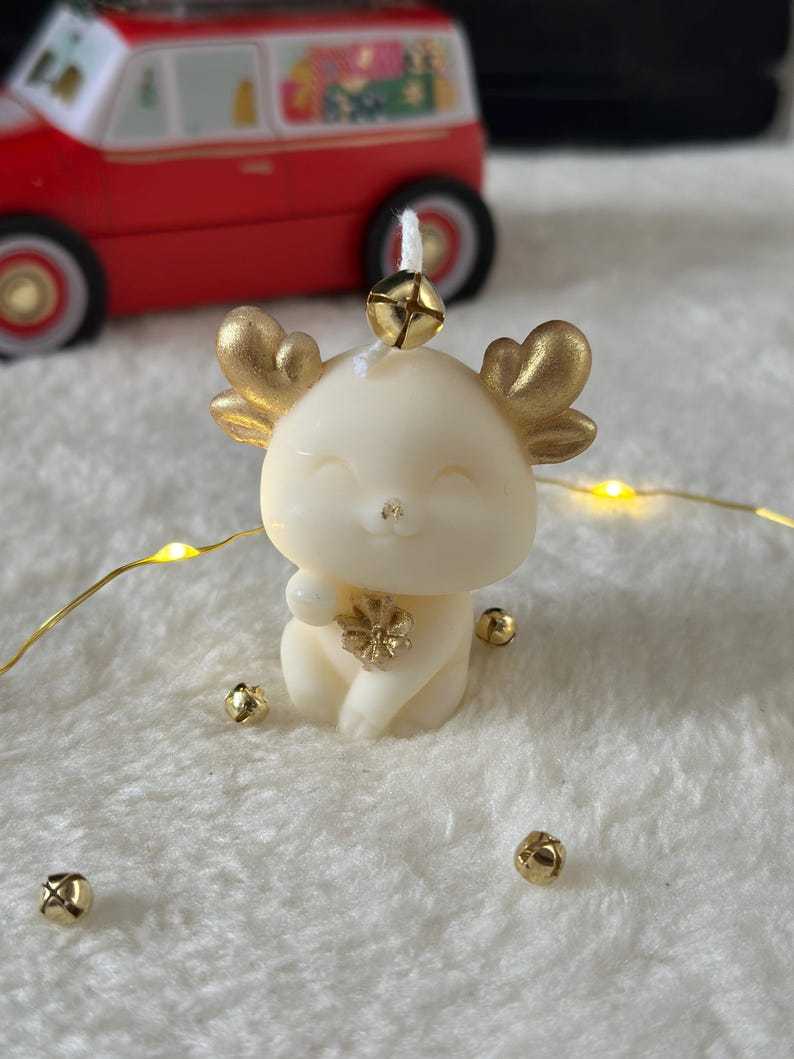 Gold Reindeer Candle,Christmas Gift, Winter Home Decor, Handmade Soy wax