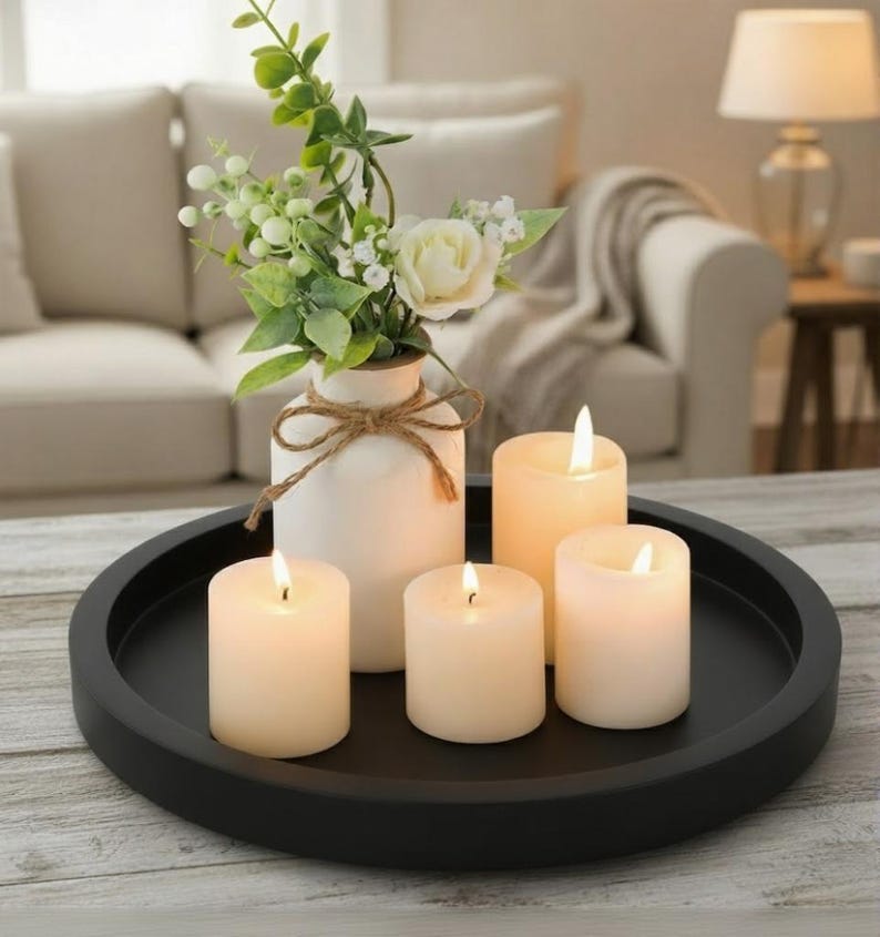 Wood Candle Holder Tray for Christmas Wedding Halloween Decor