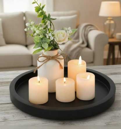 Wood Candle Holder Tray for Christmas Wedding Halloween Decor