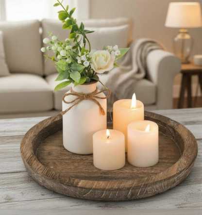 Wood Candle Holder Tray for Christmas Wedding Halloween Decor