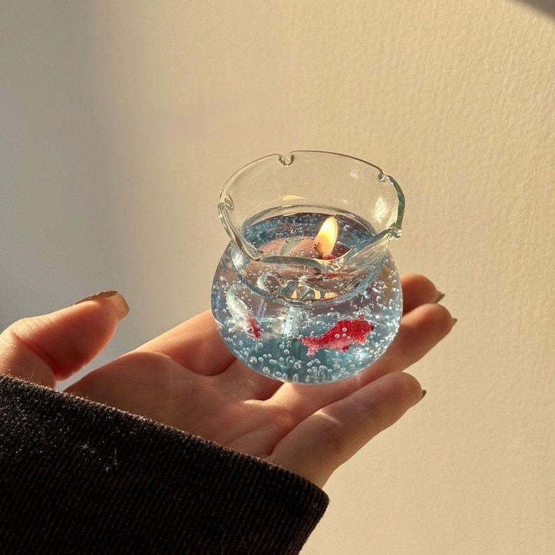 Japanese Bubble Fish Tank Candle Soy Gel Wax Home Aesthetic Mini Unique Gift