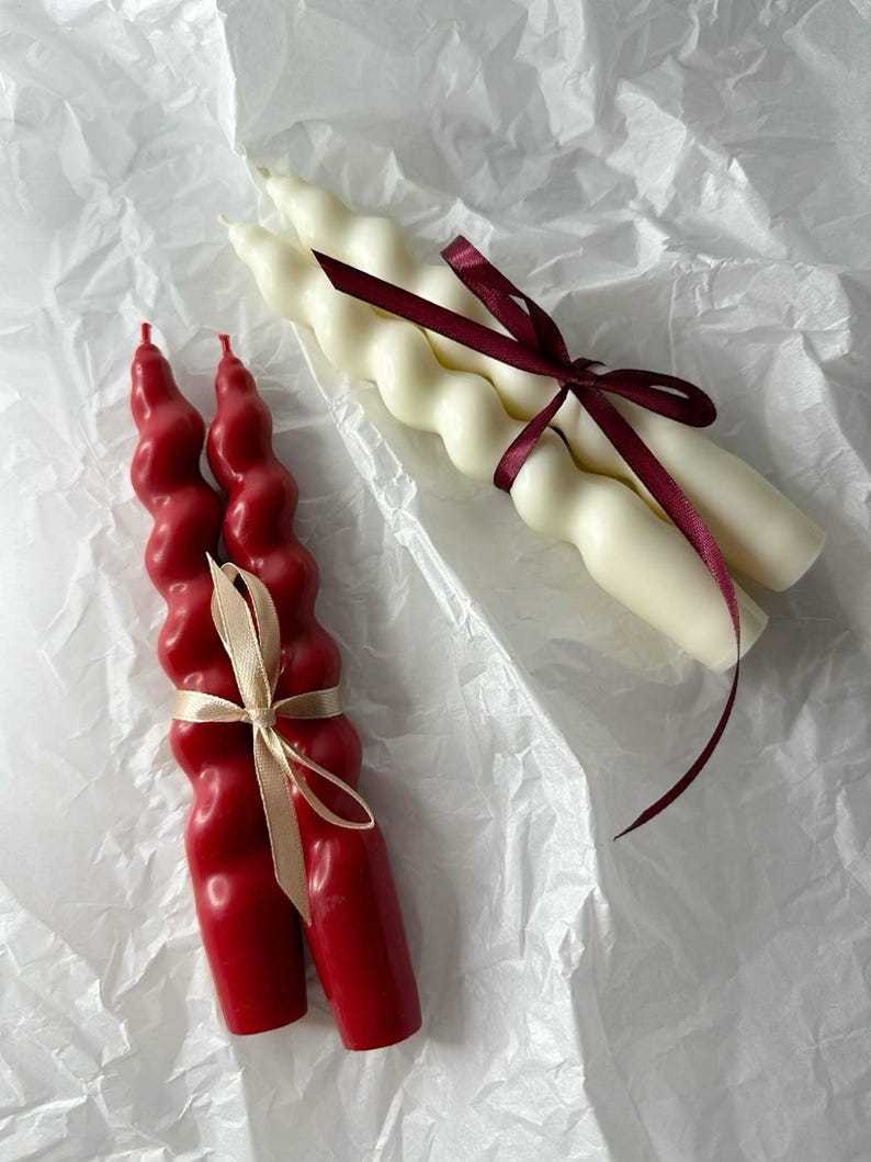 Spiral Taper Candles: Handmade Soy Wax Dinner Candles - Elegant Twisted Design
