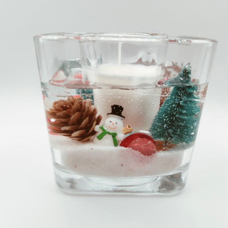 Winter Snow Gel Candle Christmas Gift Festive Decor Holiday Home Accent