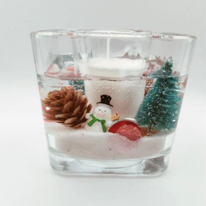 Winter Snow Gel Candle Christmas Gift Festive Decor Holiday Home Accent