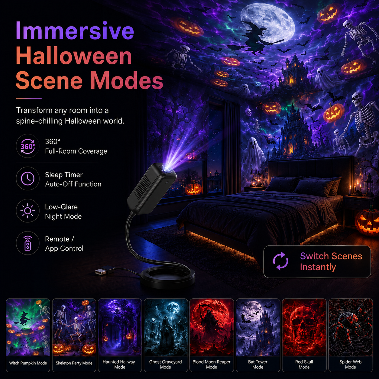 👻🦇5D Mini Dynamic Halloween Projector🎃