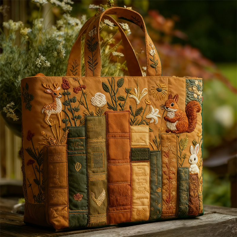 ⏰Promotion 50% OFF - Floral Bookish Quilted Tote Bag