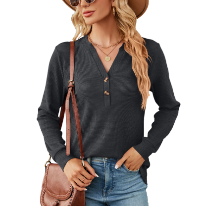 ⏰Promotion 50% OFF -New Wool Waffle Knit Long-Sleeve Knit Top