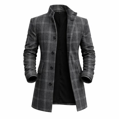 ⏰Promotion 50% OFF -Men’s Slim Fit Plaid Stand Collar Coat