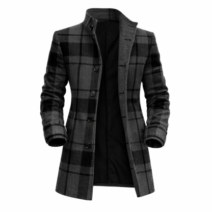⏰Promotion 50% OFF -Men’s Slim Fit Plaid Stand Collar Coat