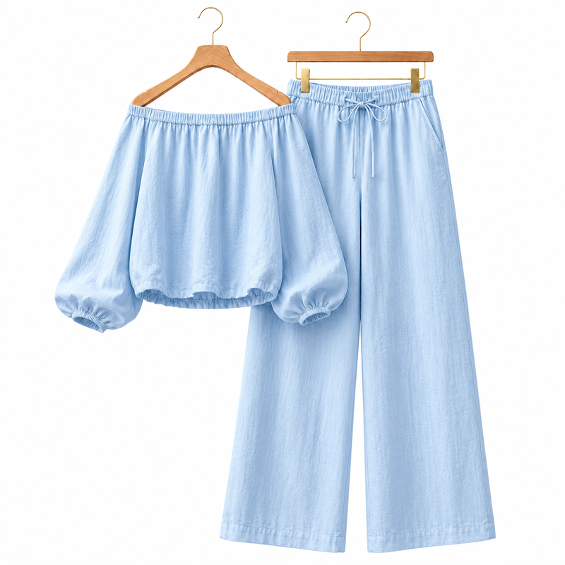 💗New Women’s Linen-Cotton Off-Shoulder Set