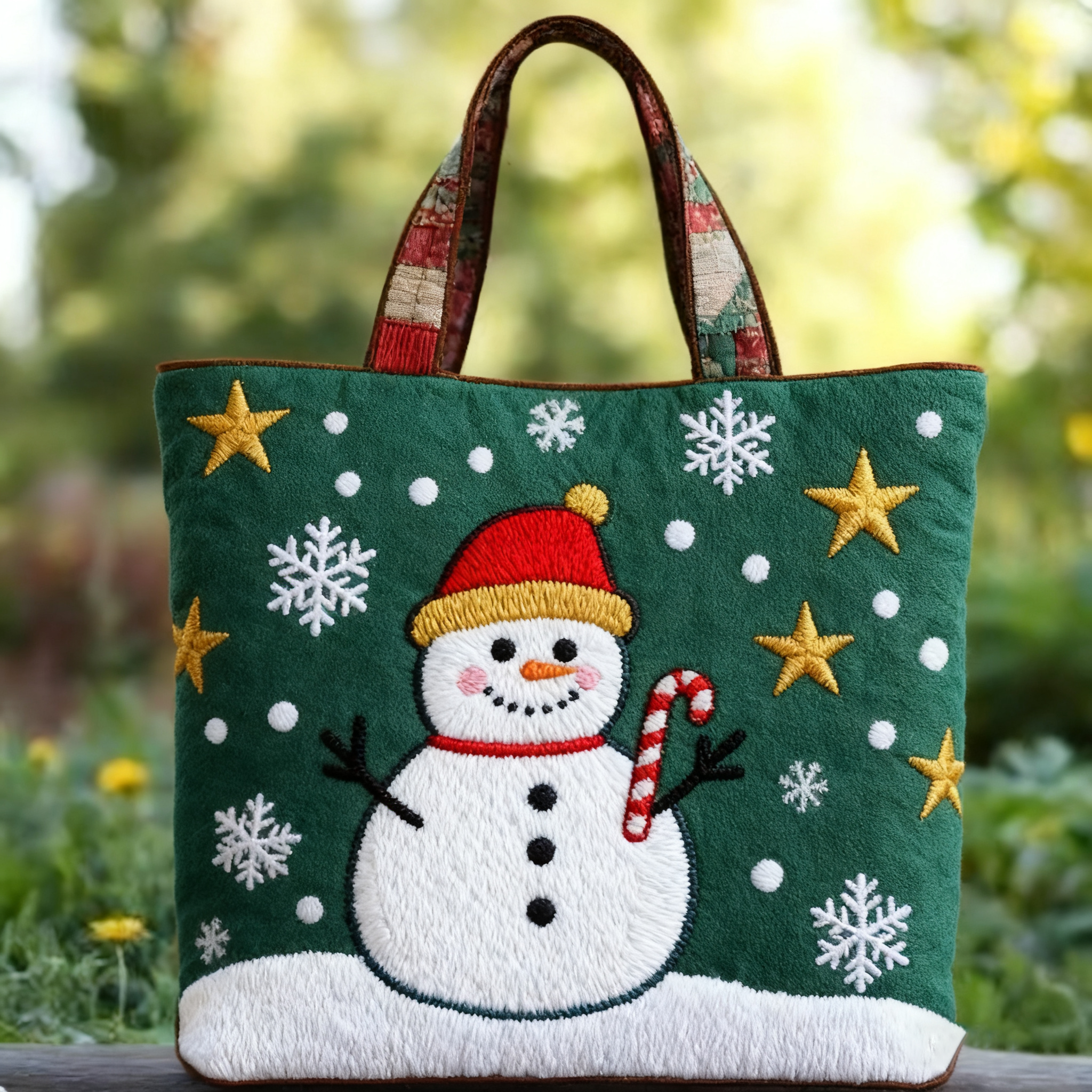 🎄 Festive Christmas Stocking Embroidered Tote Bag – Cozy Holiday Carryall 🎁