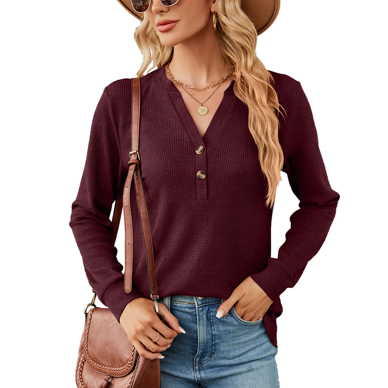 ⏰Promotion 50% OFF -New Wool Waffle Knit Long-Sleeve Knit Top