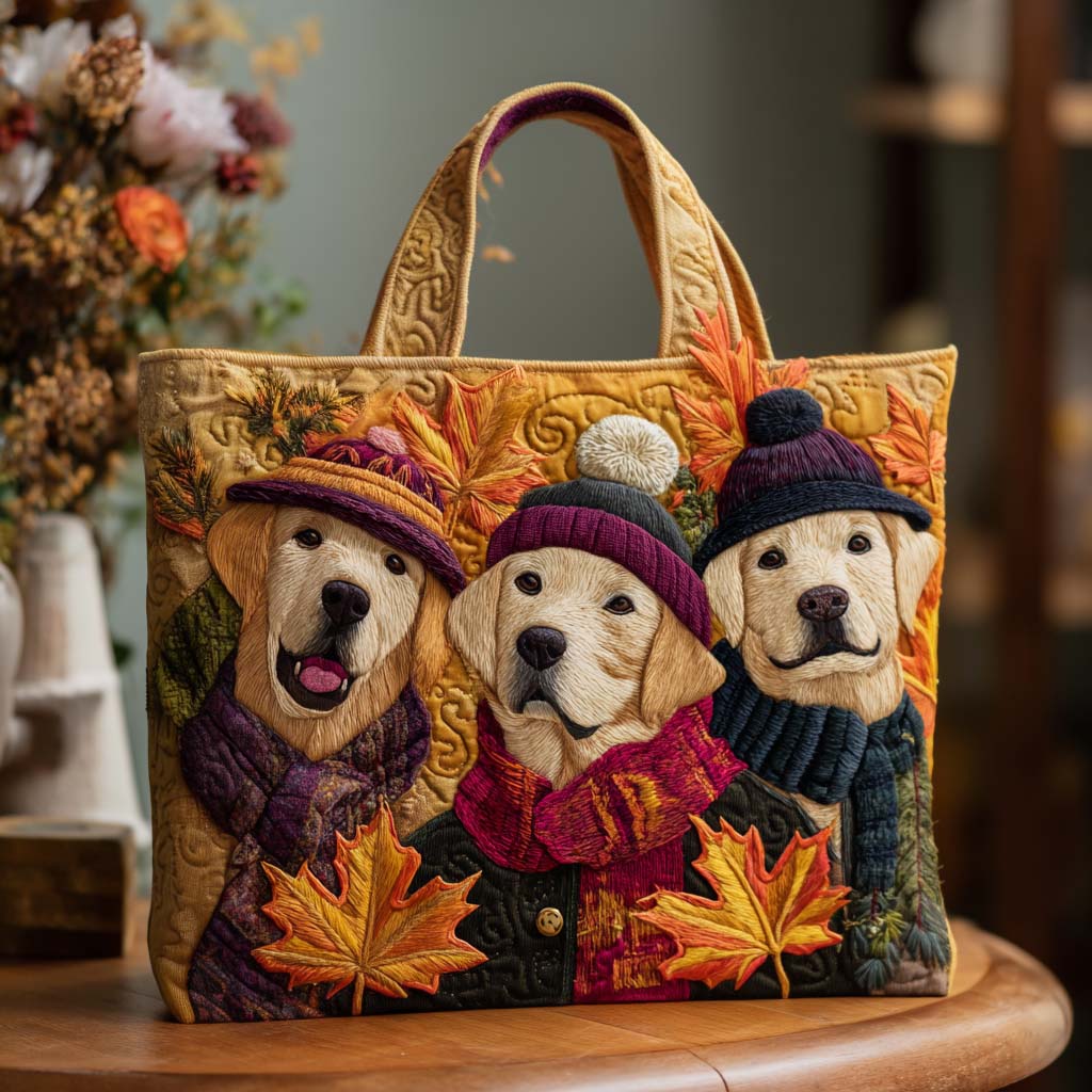 Maple Labrador Trio Quilted Tote Bag