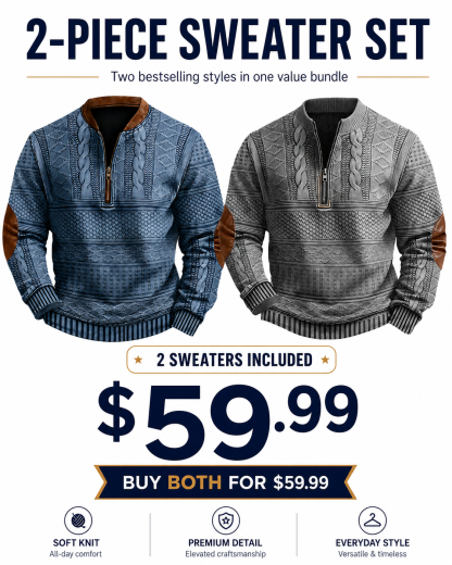 ⏰Promotion 50% OFF -Men’s Vintage Western Wool Zip Pullover